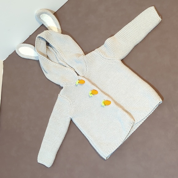Max Studio baby Jacket Bunny Hooded Carrot snap closure Sweater Size 12 months - Picture 3 of 7